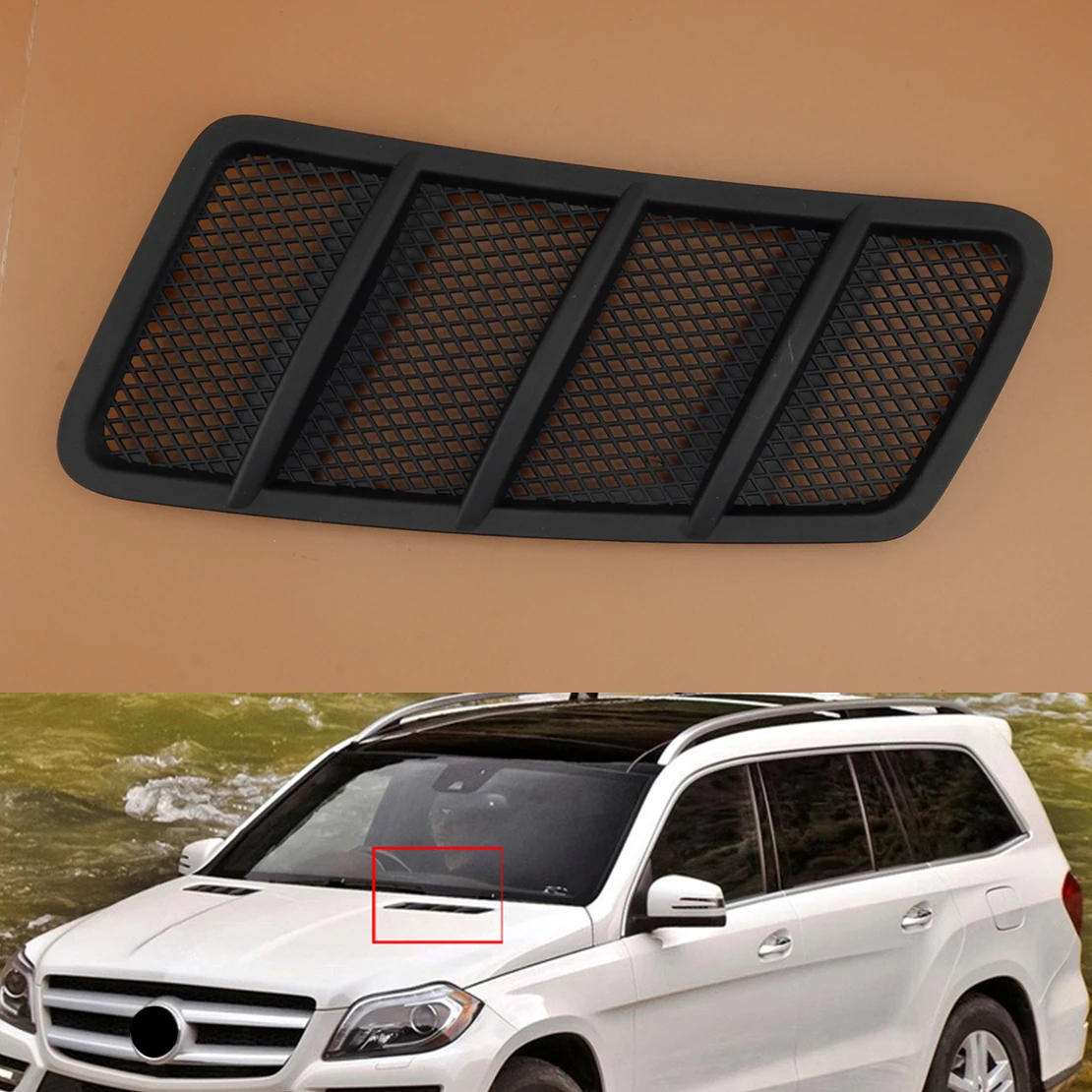 1668800105 Upper Front Left Hood Bonnet Grille Grill Vent Cover Trim Fit for Mercedes Benz W166 GL ML 2012 2013 2014 2015