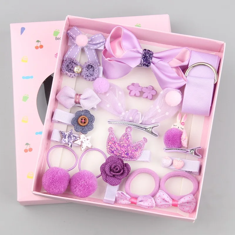 18 Pcs Hair Clip Set Cute Hair Accessories Girl Cartoon Hair Clip Headwear Bow Flower Animal Hairpin Hair Ring Box Not Included