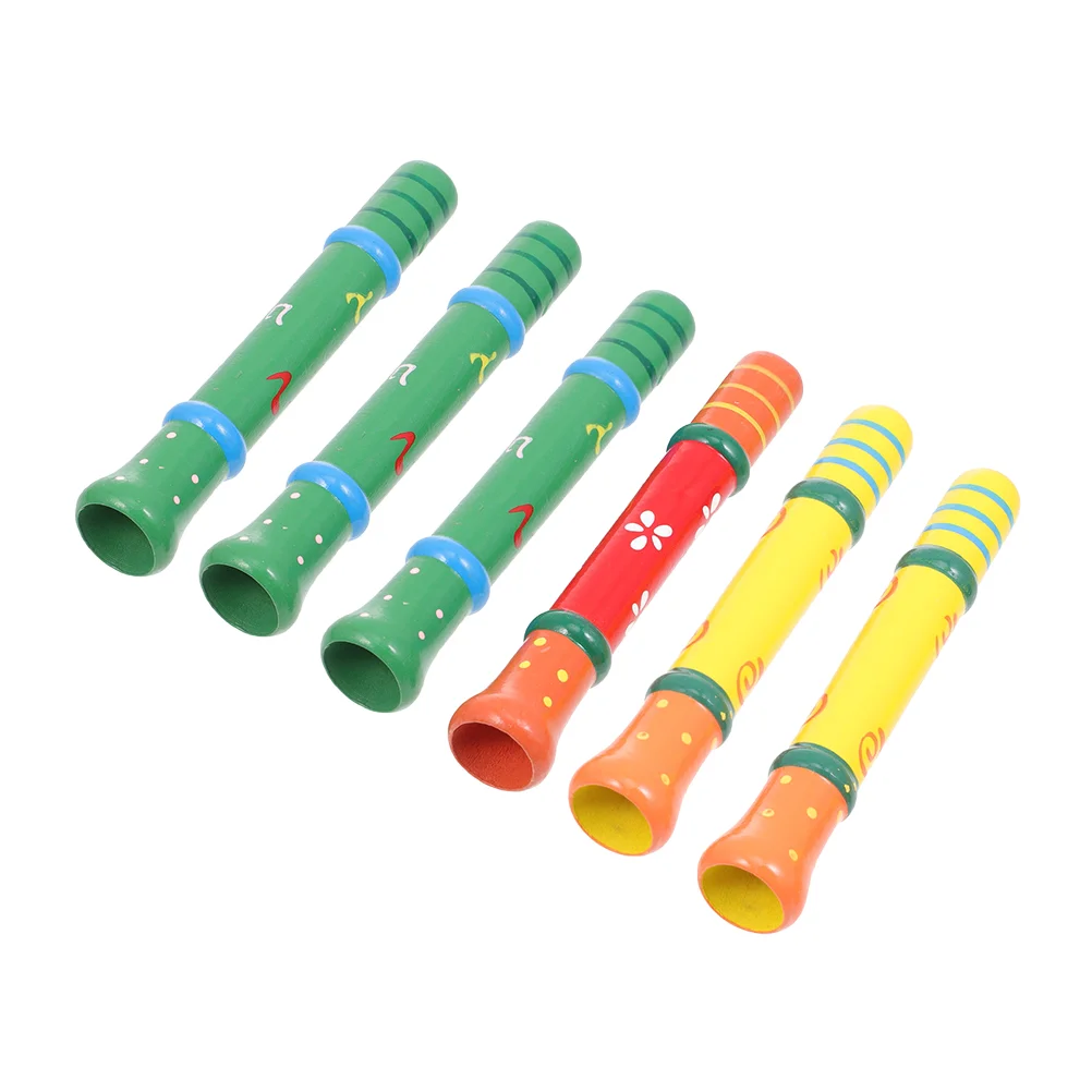 

6 Pcs Wooden Whistle Toy Piccolo Flute Kid Blowing Toys for Children Toddler Musical Instruments Children’s Portable