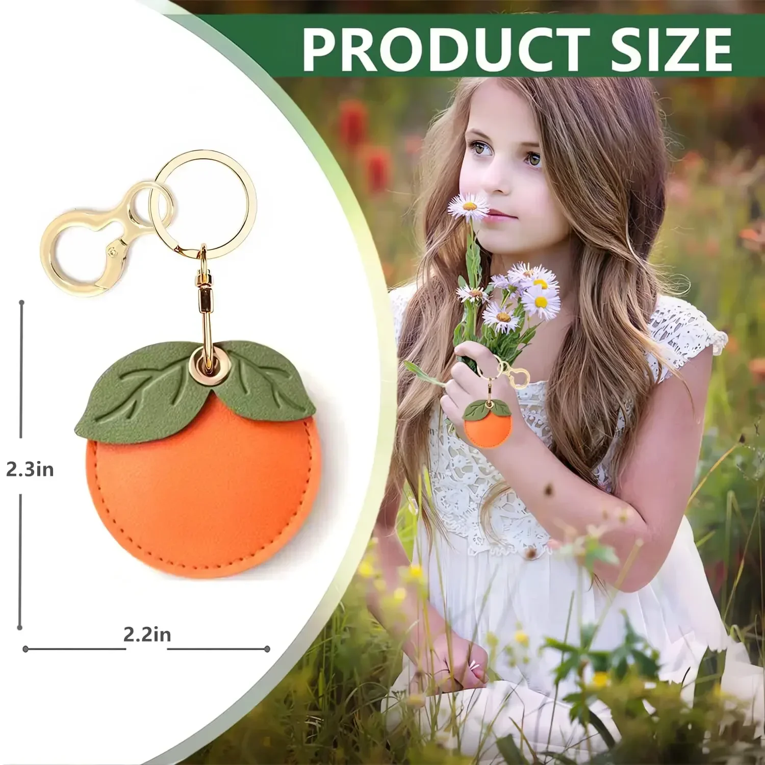 Leather Keychain Holder Case for Apple AirTag Cute Protective Air Tag Cover Keychain Ring Anti-Scratch Finder GPS Tracker Case