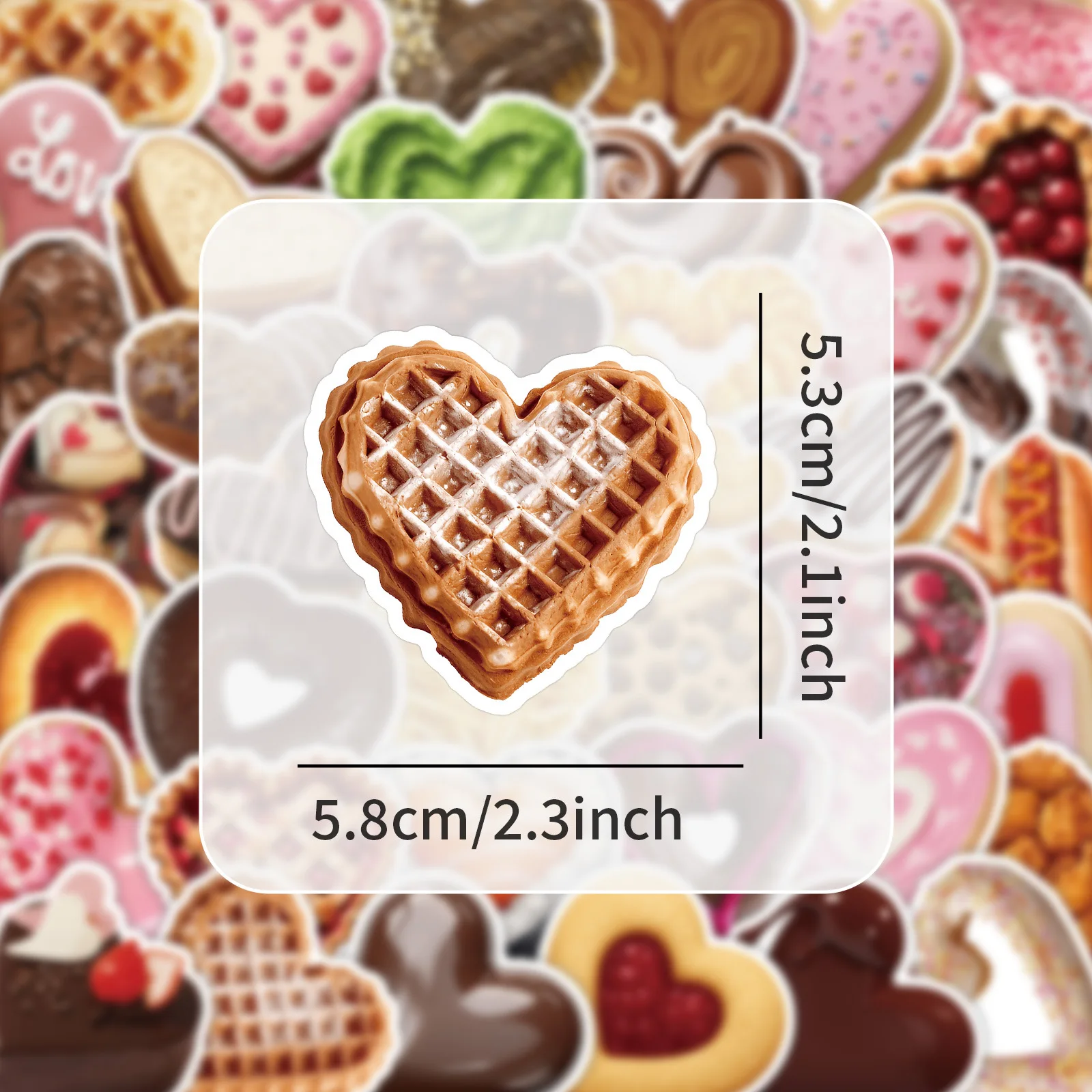 10/50PCS Heart Shaped Food Graffiti Stickers Exquisite for Phone Bottle Scrapbook Travel Bag DIY Aesthetic Decals Creative Gifts
