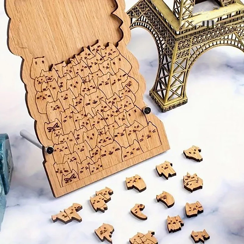 100 Cats Puzzle Unique Wooden Animal Shaped Jigsaws Challenging Family Activity For Adults And Kids Difficult Puzzle Toy Gift