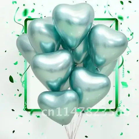 10 pieces 12 inch Thick Chrome Metallic Colors New Heart Metal Pearl Latex Balloons Inflatable Air Balls Globos Birthday Party