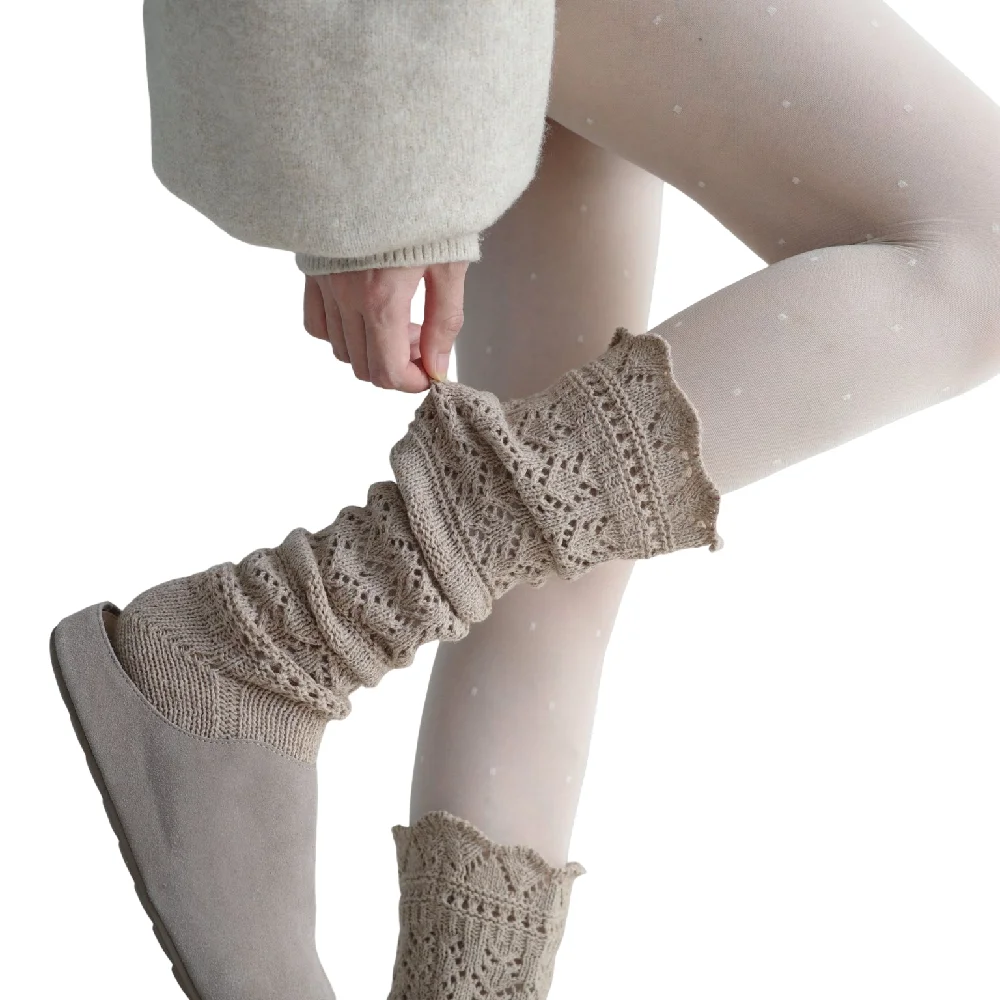 

Fashion Y2K Knitted Foot Cover Sweet Warm Lolita Boots Cover Solid Color Breathable Women Leg Warmers Women