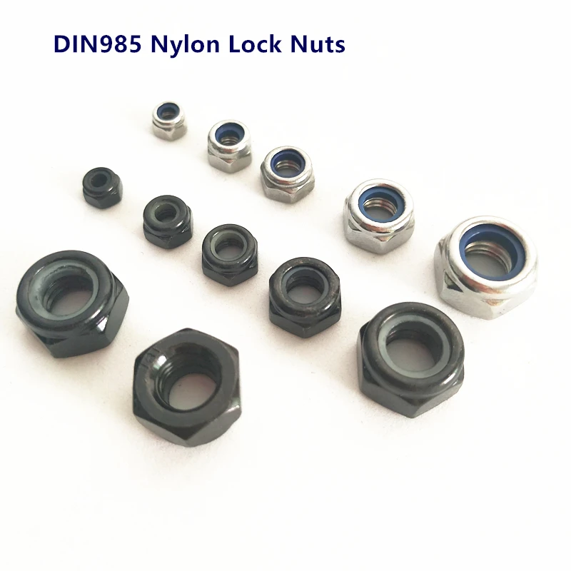 DIN985 M2 M2.5 M3 M4 M5 M6 M8 M10 M12 A2-70 304 stainless steel Carbon Hex Nylon Insert Lock Nut Self-locking Locknut