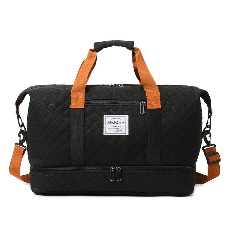 large-capacity-portable-gym-bag-dry-wet-separation-yoga-travel-bag-polyester-pure-color-sewing-line-no-brand-registered-trade