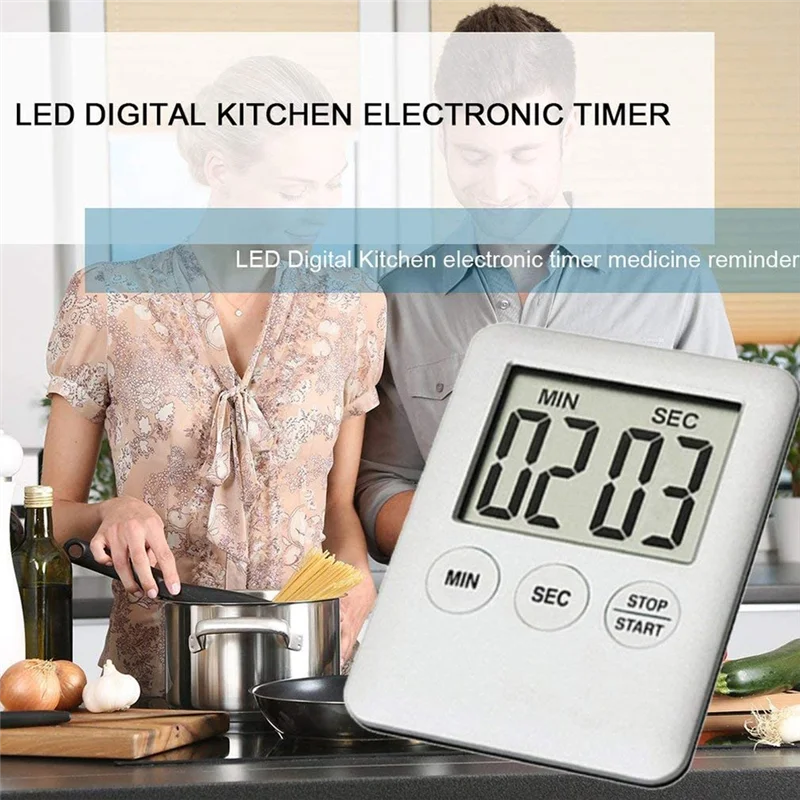 LED Digital Kitchen Timer elettronico conto alla rovescia promemoria per farmaci Timer da cucina portatile