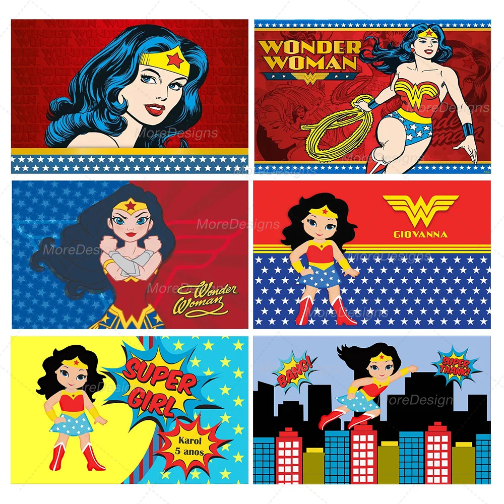 Dc Wonder Woman Photo Backdrop Girls Birthday Party Heroine City Knight Vinyl Polyester Fabric Photography Background Banner