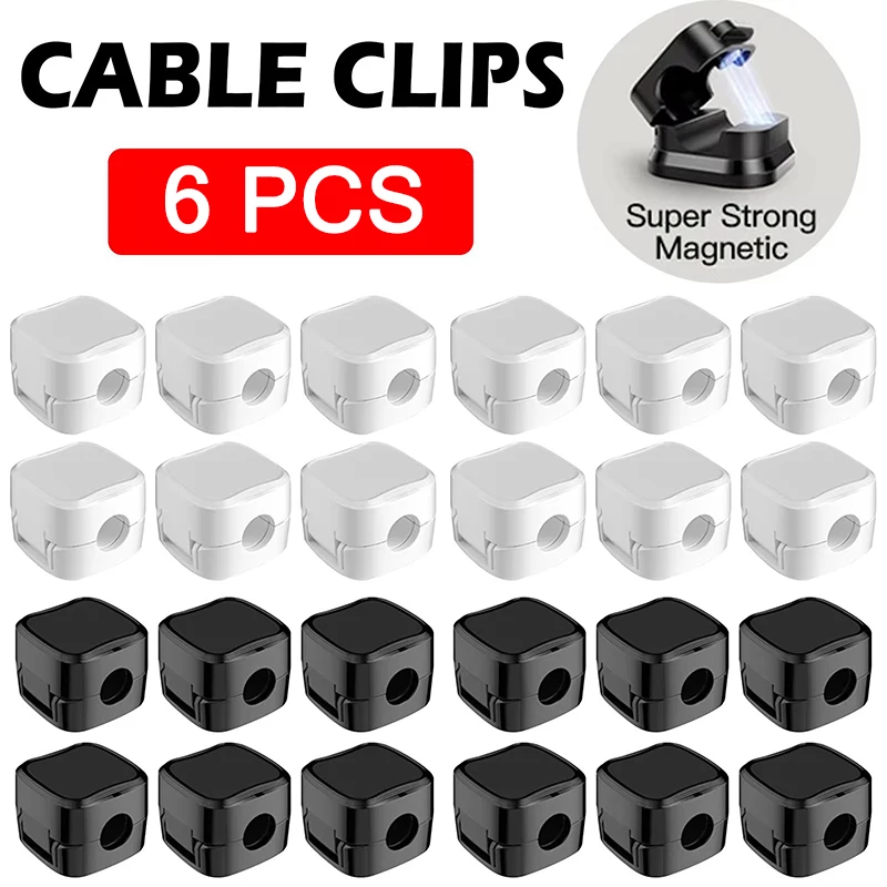 6PCS Magnetische Kabel Clips Selbst Klebe Kabel Halter Kabel Management Wickler Schutz Desktop Ordentlich USB Ladegerät Kabel Linie halter