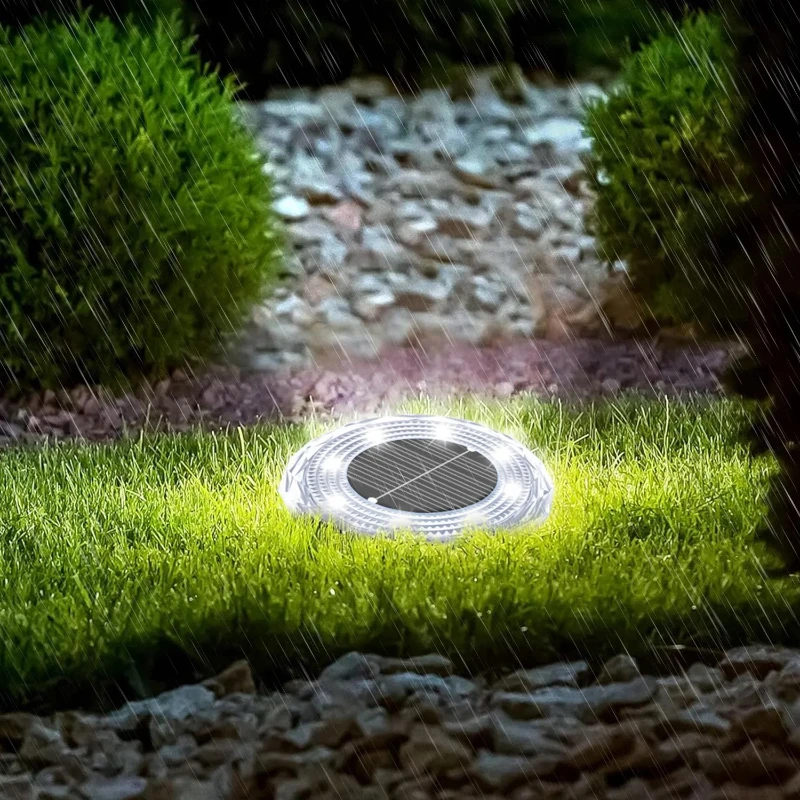 Outdoor Solar Disc Light Outdoor Garden Solar Underground Lamps Deck Light Buried Solar Garden Yard Pathway Decorative Light