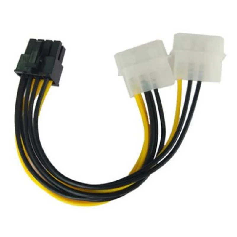 Cabo de Alimentação de Placa de Vídeo, 8 Pin para Dual 4Pin, 180W, Y Shape, 8 Pin, PCI Express para Dual 4 Pin Molex, Cabo de Alimentação Placa Gráfica, 18cm, 1Pc