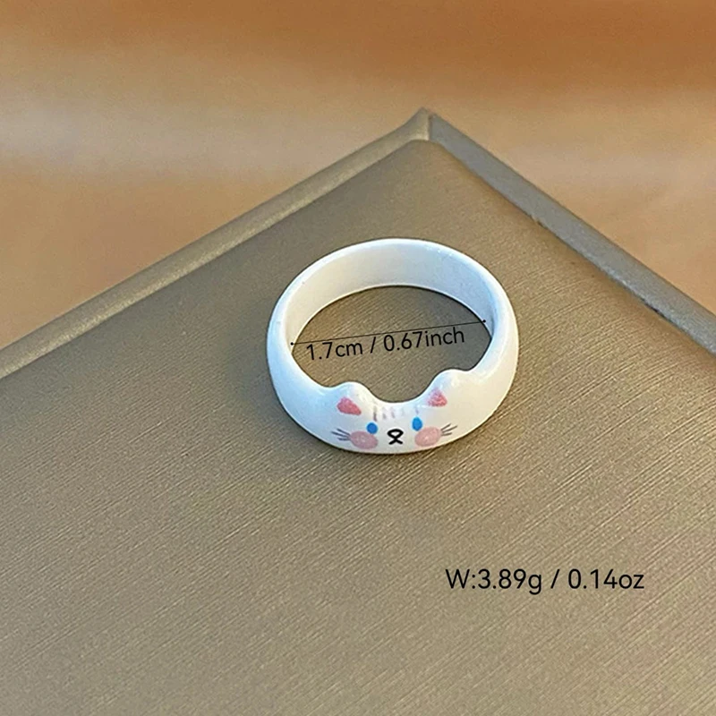 خاتم نسائي عصري ومبتكر لطيف على شكل قطة قطرة صقيل هدية عيد الحب للعام الجديد #6