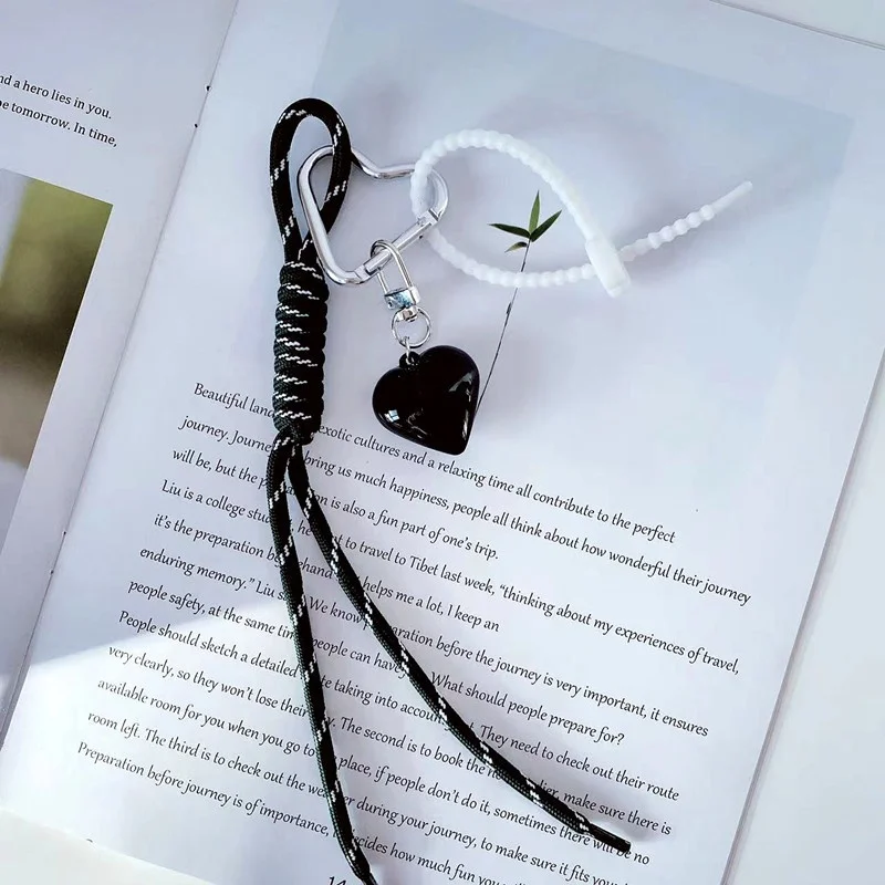 حبل مضفر القلب حقيبة سلسلة المفاتيح الديكور على ظهره معلقة الهاتف المحمول دلو حقيبة قلادة سلسلة مفاتيح الكرتون