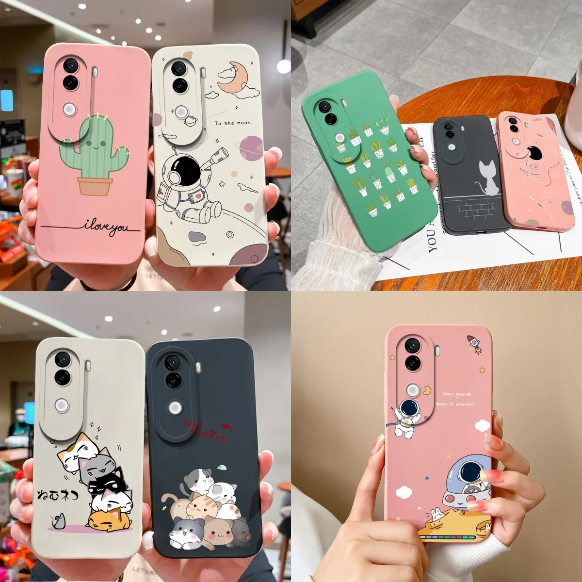 For Vivo V40E 5G Case Lovely Astronaut Cat Liquid Silicone Durable Fashion Simplicity Back Cover For VivoV40E vivo v40e Coque