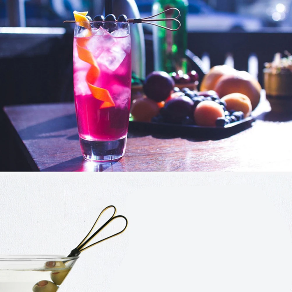 

50 Pcs Cocktail Sign Festive Skewers Appetizer Decorative Toothpicks Vintage Bamboo Black