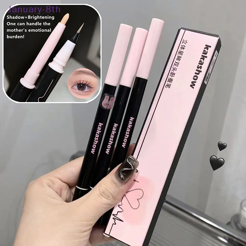 Doppel Kopf Liegen Seidenraupe Eyeliner Flüssigkeit Unten Zu Schatten Bleistift Auge Hervorhebung Lidschatten Stick Natürliche Große Augen Make-Up Gel Stift