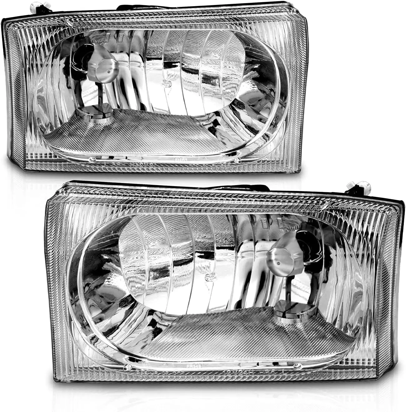

for 1999-2004 Ford Super Duty F-250/F-350/F-450/F-550 | Excursion Chrome Headlights Beams Pair - Passenger and Driver Side