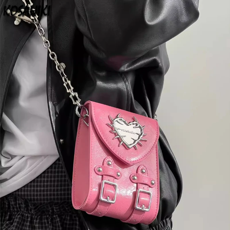 

Fashion Mini Cellphone Bags for Women Sweet Heart Y2k Aesthetic Chain Purses and Handbags All Match Chic Shoulder Crossbody Bag