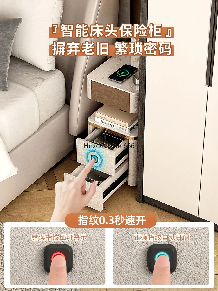 Lockable smart sensor light rechargeable bedside table