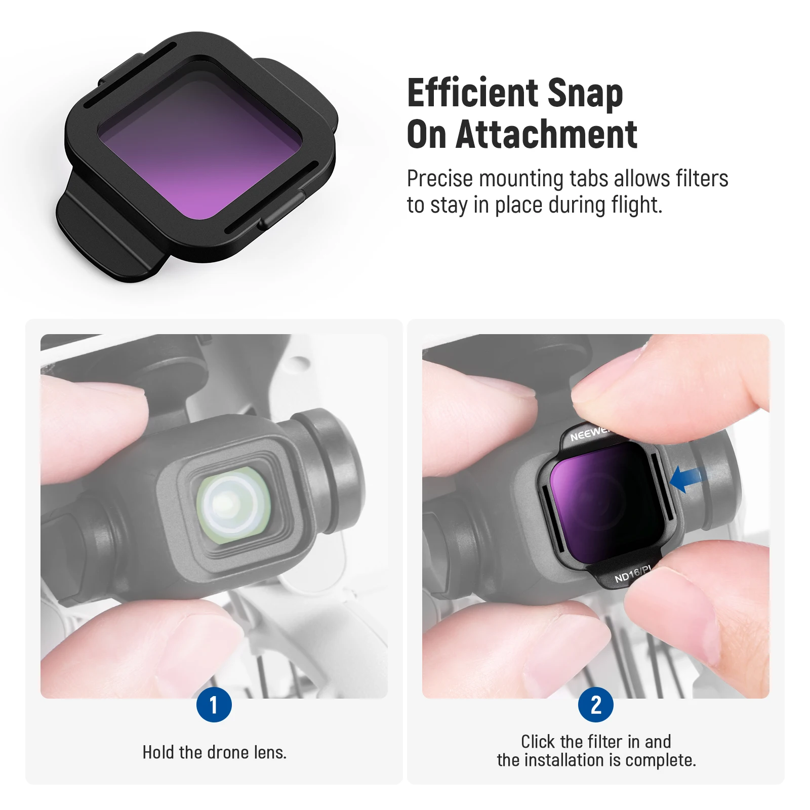 Набор аксессуаров для фильтров NEEWER ND/PL для DJI Flip Drone Snap On HD, оптическое стекло, нейтральная плотность, поляризованный комплект фильтров для объектива ND