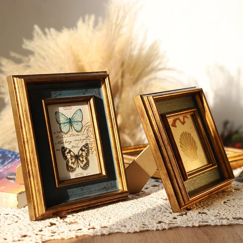 American Retro Small Photo Frame Set ，Horizontal and Vertical Creative  6 7 8 10 Inches， Golden Picture Frame