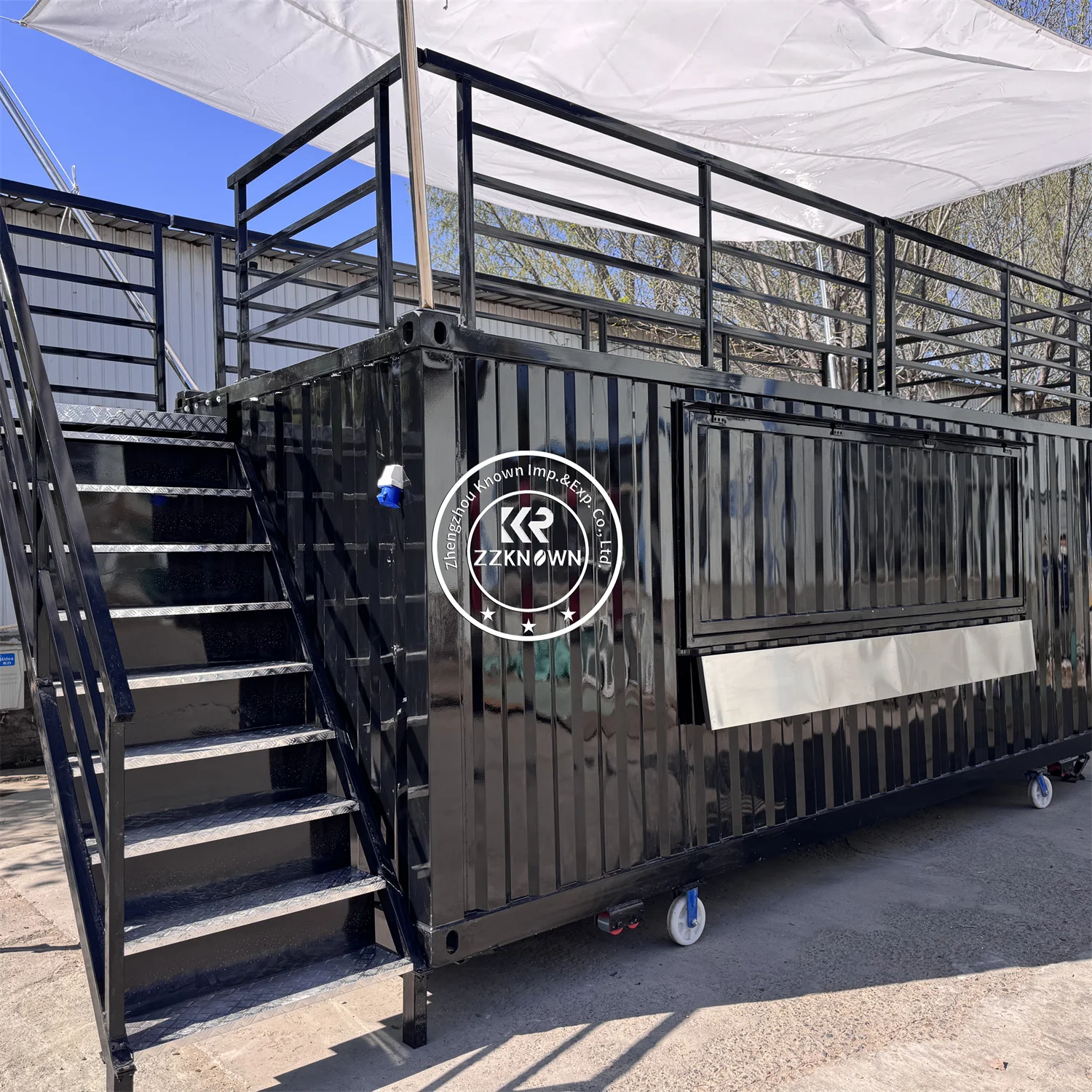 Customized 20FT/40FT Mobile Coffee Kiosk Steel Shipping Container For Restaurant Shop Bar Modified Container For Commercial Use