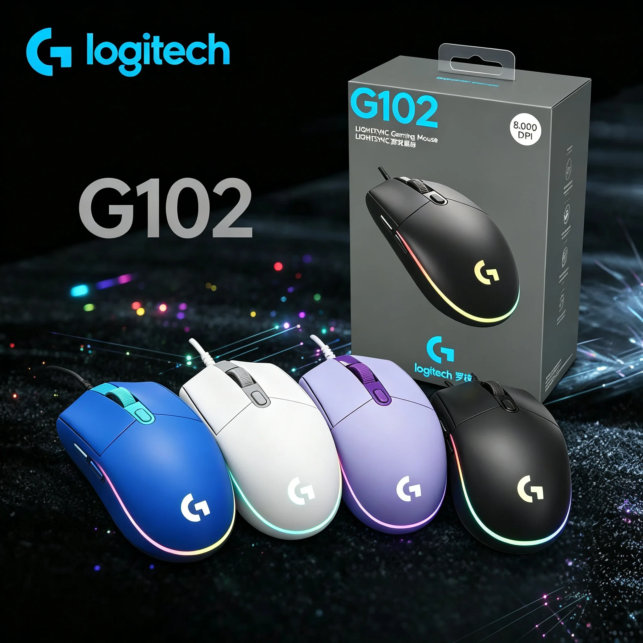 Logitech G102 Prodigy Wired Gaming Mouse Optical Tracking Sensor 6 Programmable Keys RGB Backlit Mice For Notebook PC