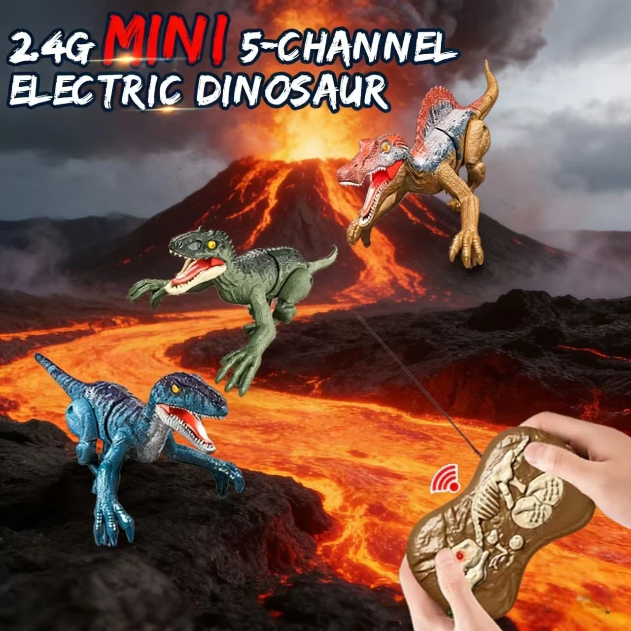 

2.4GHz RC Dinosaur Robot Toy with Walking Roaring & Sound Light Functions Mini Dinosaur Great Birthday Christmas Gift for Kids