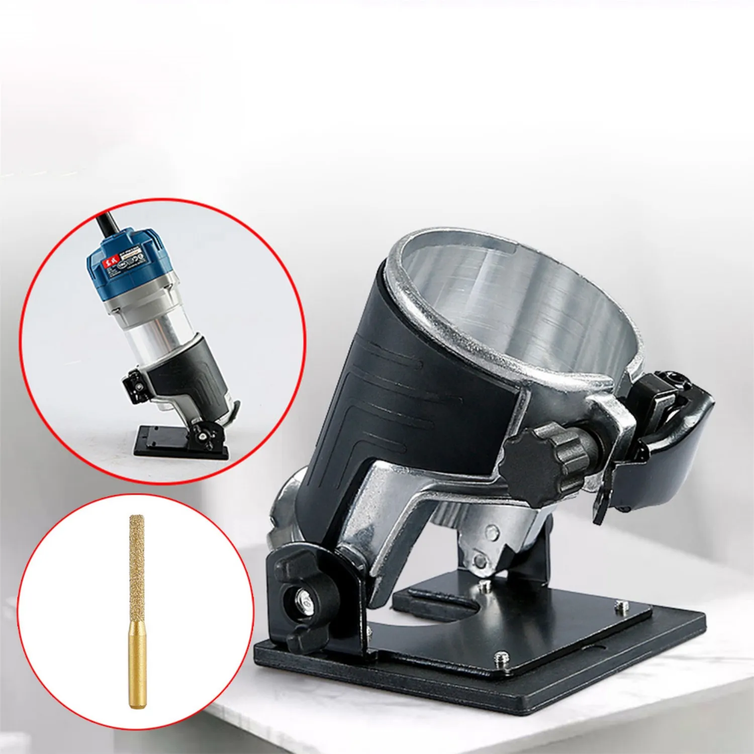 Compact Wood Router Trimmer Base Power Tool Accessories Aluminum Alloy Multifunctional for Curve Cutting Planing Wood Edge