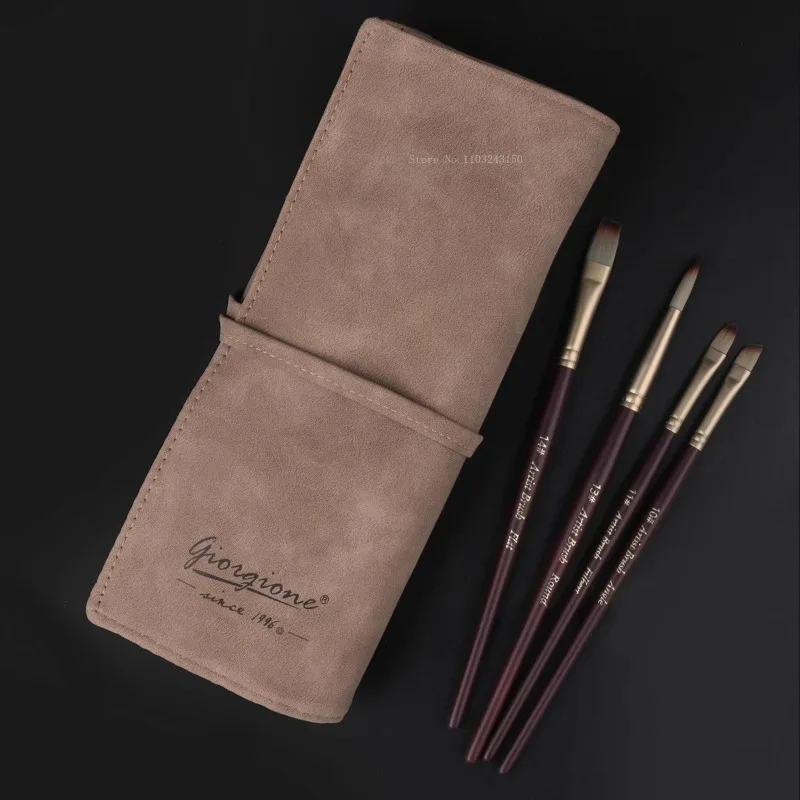 24-Piece Nylon Hair Brush Set Portable Art Storage Tool Student Outdoor Sketching Watercolor /Gouache/Oil Painting Art Brush
