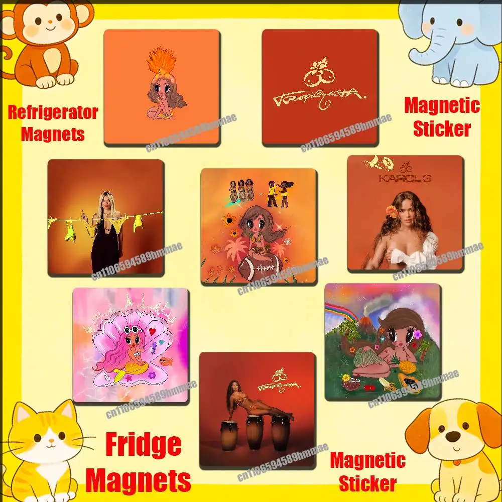 

For K-Karol G Tropicoqueta Fridge Freezer Refrigerator Magnets Metal Cabinet Magnetic Sticker Cover Home