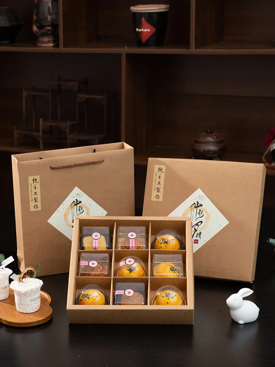 Traditional Chinese Pastries in Nine ids 80g Mooncakes 63g Yolk Crisp Pastry 9pcs Fre Meat Mooncakes in Oxide Paper Gift Box