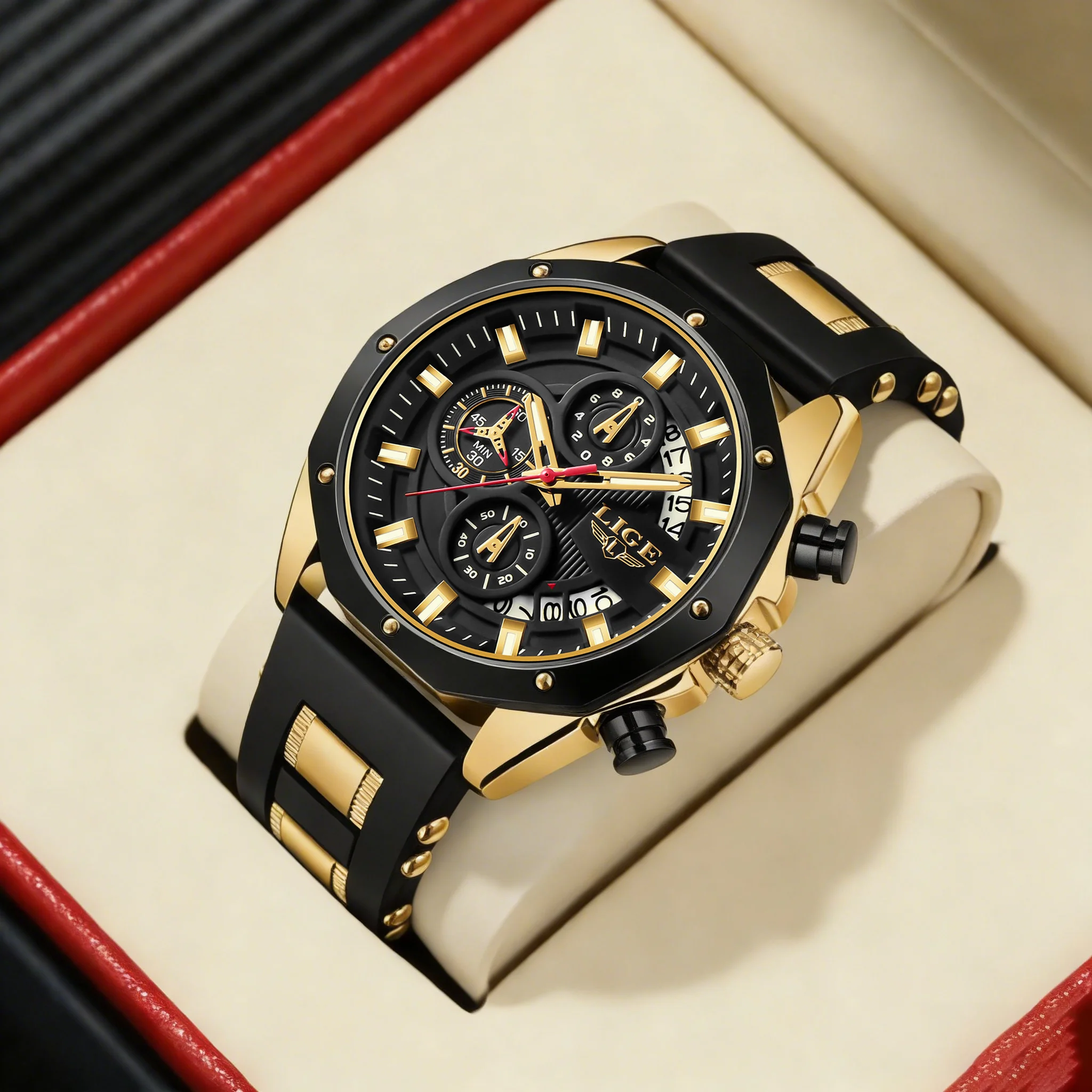 

LIGE лучший бренд кварцевые мужские часы роскошные спортивные силиконовые мужские наручные часы водостойкие светящиеся часы с хронографом мужские часы с датой