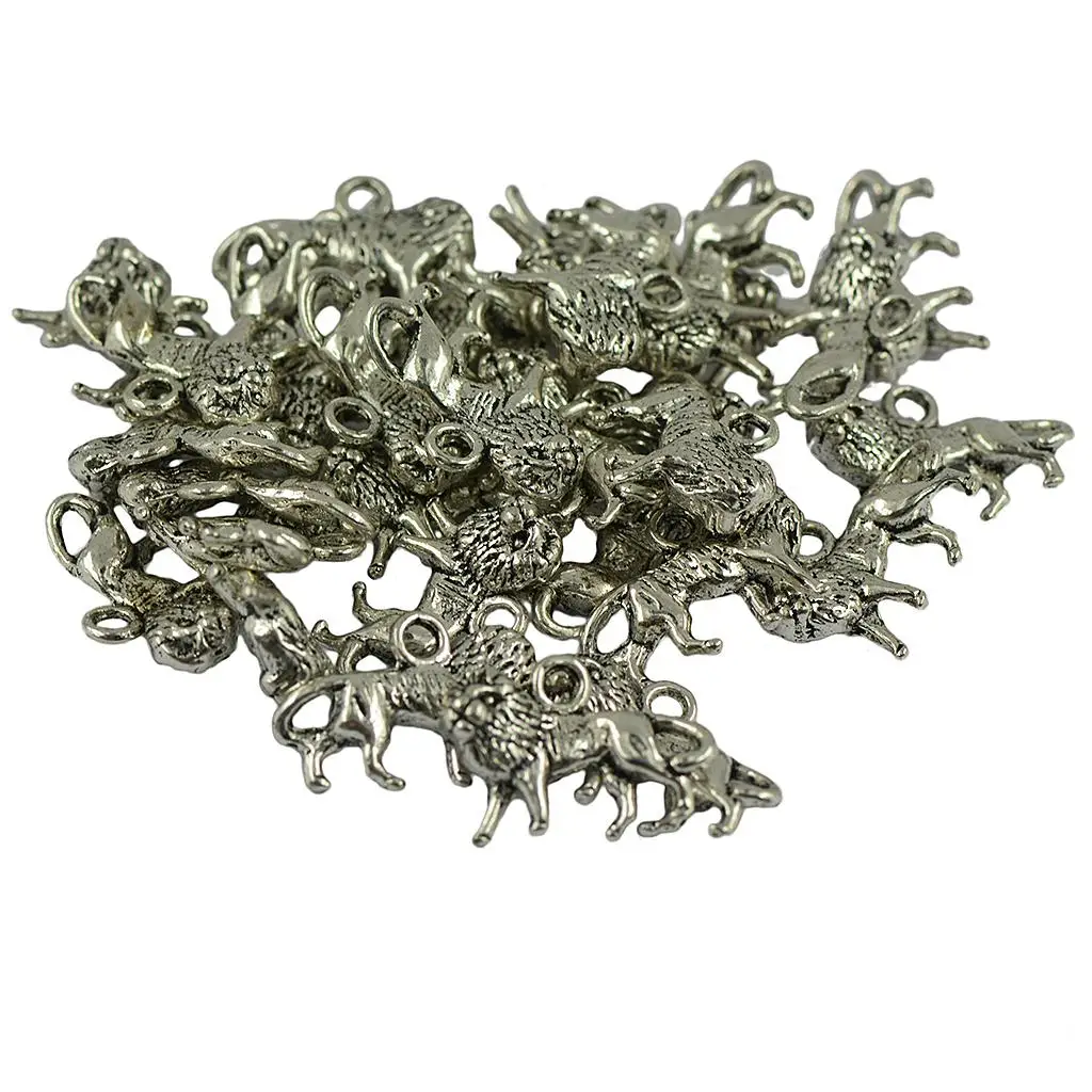 3D Lion Pendant Charm Vintage Alloy Silver Jewelry for DIY Necklace Bracelet Crafting