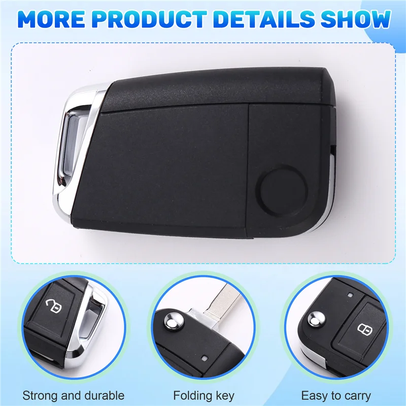 

ABXN-Car Folding Remote Control Key Shell 3 Buttons For VW MBQ Golf Tiguan Narrow Key Blade Housing Cover