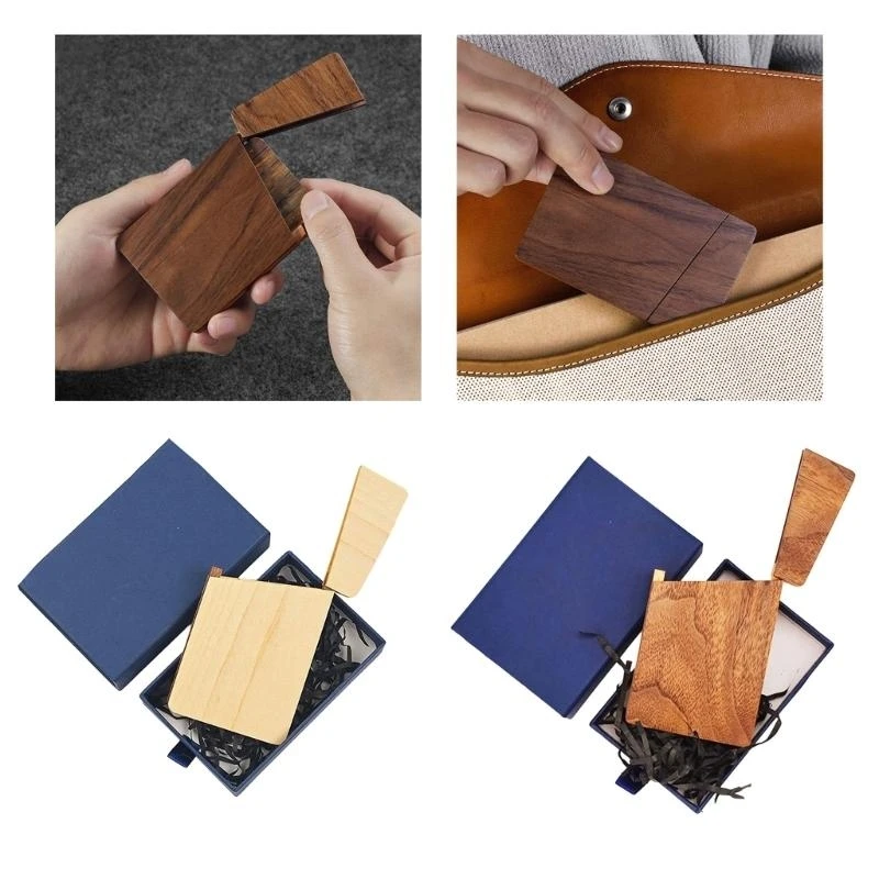 Professional Business Card Holder Hold 12-15 Card Wood Card Case Pocket Business Name Card Case Wood Card Holder K1KF