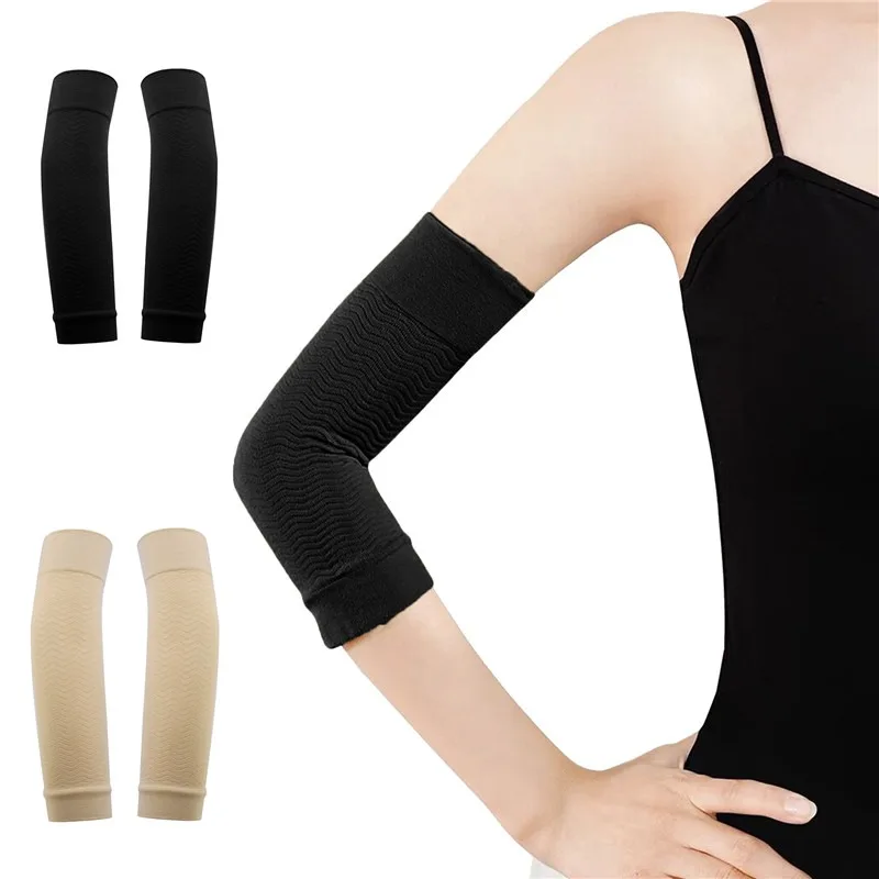 Mulheres compressão elástica braço moldar mangas emagrecimento braço shaperwear mangas para brazo perda de peso cotovelo massageador braço envoltórios