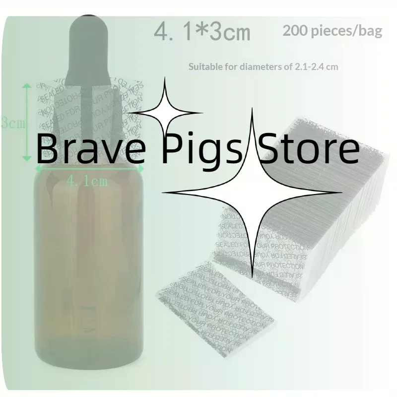 200Pcs Printed Transparent Bands With Hole 41x30mm Heat Shrink Packaging Sealer For Bottles Sealing