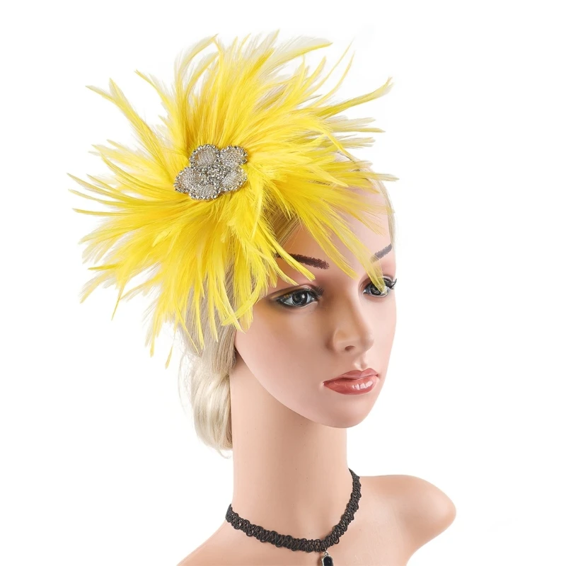 

Sparkling Rhinestones Flower Hair Clip Elegant Featherd Brooch Pin for Formal Occasion Weddings and Cocktails Parties Y166