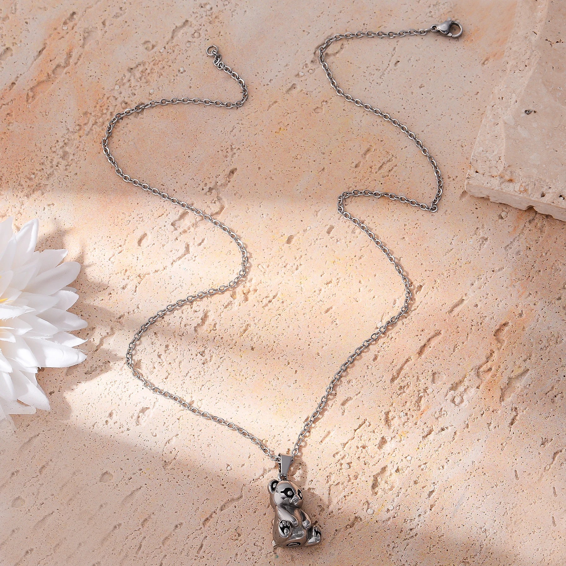Fashion Bear Cremation Urn Necklace for Memorial Pet Cat Dog Human Ashes Stainless Steel Keepsake Jewelry Gift Dropshipping