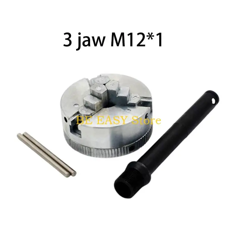E28F Machine Tool 3-Jaw Chuck Linkage with Lateral Opening, Threaded Metal Connecting Rod for Installation, Replacement, and