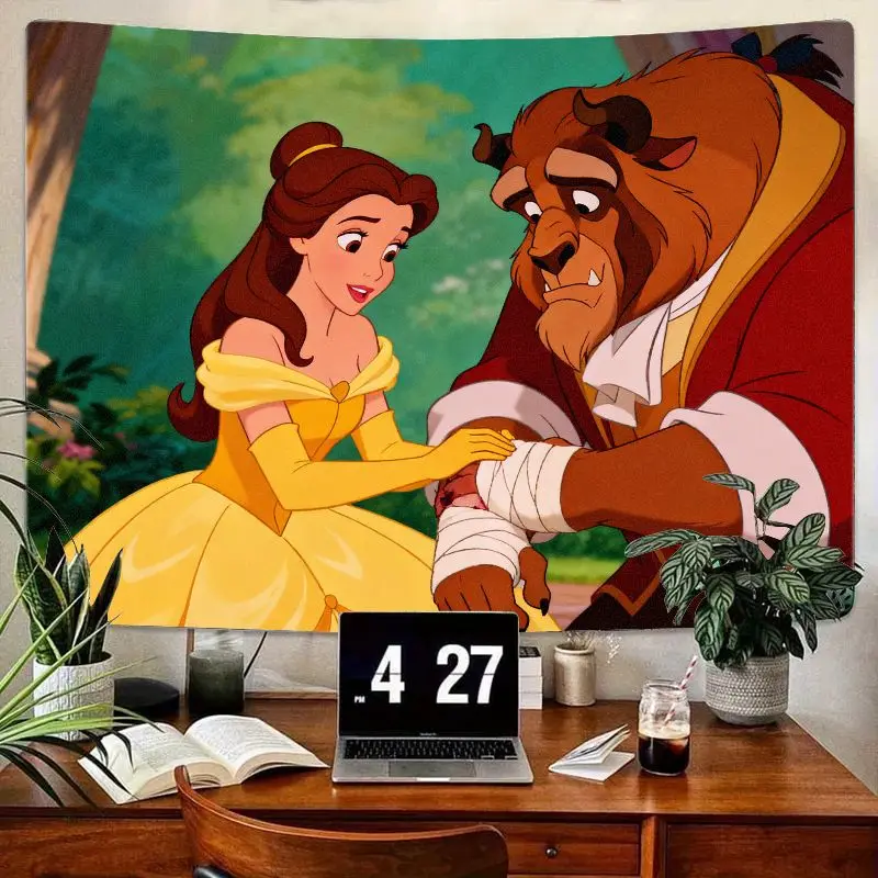

1 шт. гобелен Disney «Красавица и чудовище», «Бельда и чудовище», сказочный полиэстеровый настенный художественный декор для спальни, гостиной, общежития, подарок