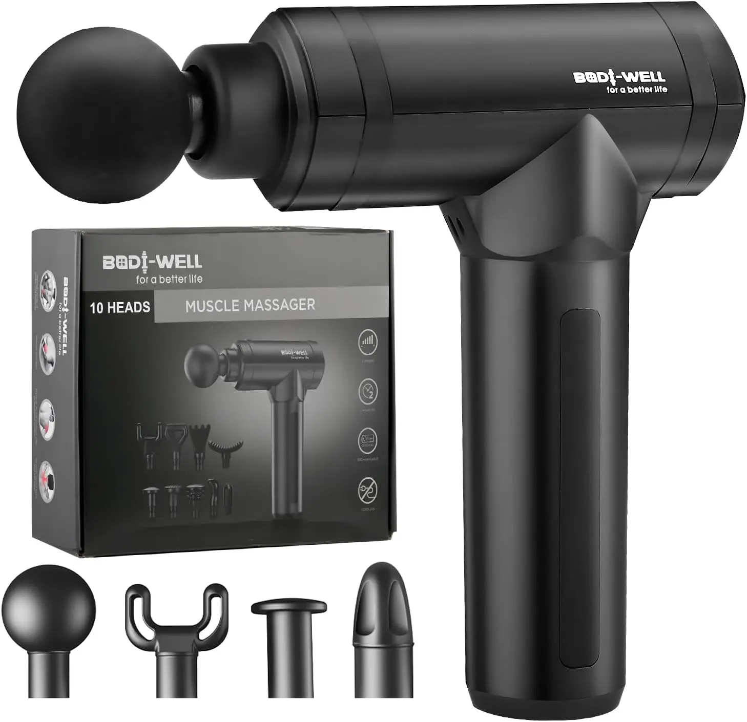 Massage Gun Deep Tissue - Back Muscle Massager w/High Torque Motor for Back Pain, Shoulder, Neck, Body, All Muscles Recover & Ma