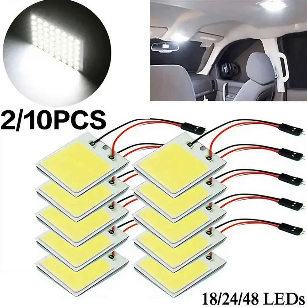 2PCS/10PCS T10 LED Reading Lights, 18/24/48 SMD White Interior Panel Bulbs for Car Parking