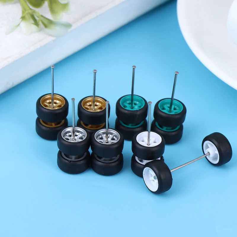 1:64 Wheels For Hotwheels With Rubber Tire Model Model Car Modified Parts Racing Vehicle Toys 4Colors
