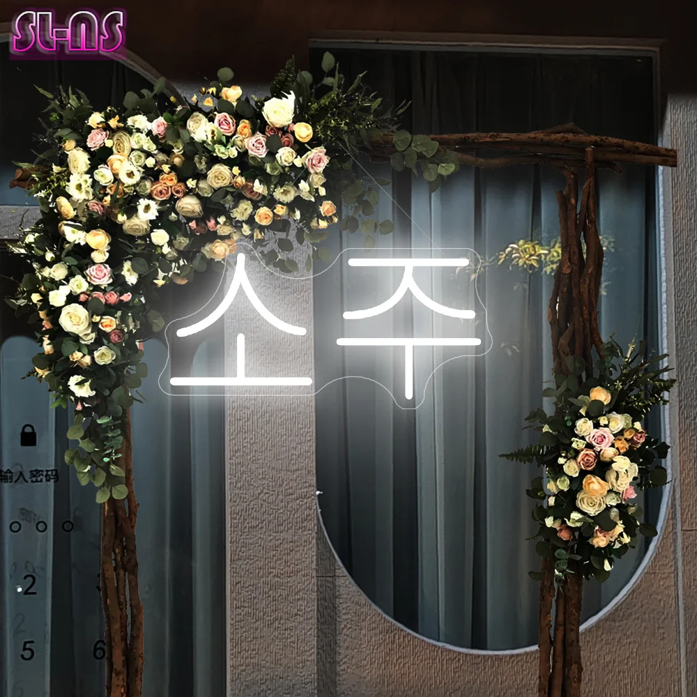 Custom Korean LED Neon Signs 5V USB Beer Bar KTV Area Soju Neon Sign Open Light Sign Korean Store Shop Wall Decor Room Signs