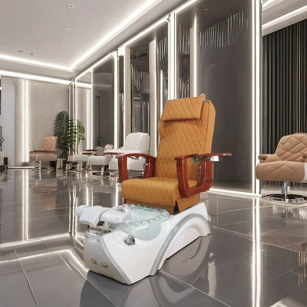 

Pedicure Chairs Spa Grey Nail Spa and Beauty Salon Footrest Nail Tech Pedicure Chairs