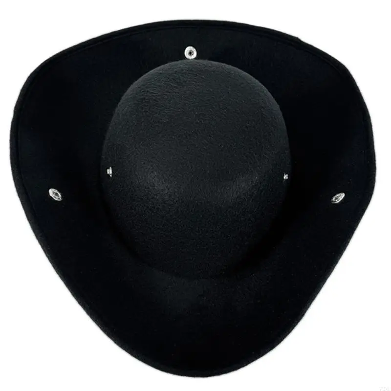 72XE Black Pirate Hat for Cosplay Party Tricorne Hat Halloween Party Dressingup Cocked Hat RolePlaying Pirate Costume Props