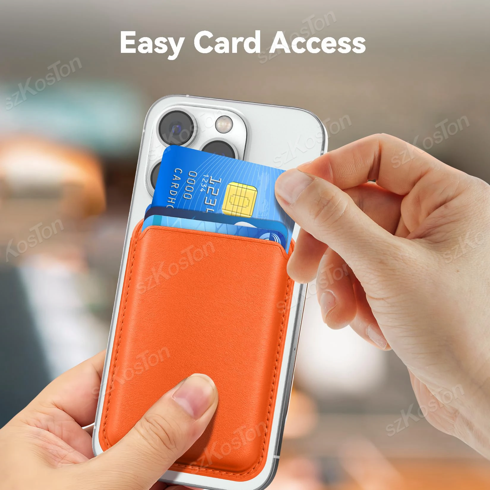 Mag-safe Cell Phone Card Holder for iPhone 16 Series Stronger Magnetic RFID Leather Phone Wallet Case for iPhone 15 14/13/12 image 4