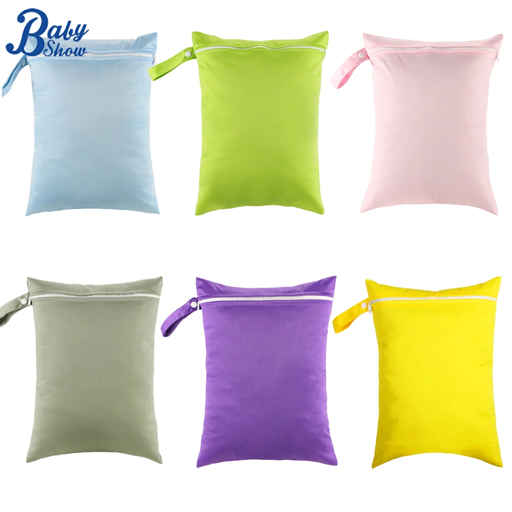 2pcs Snap Handle Wet Dry Bags Waterproof Wet Bag Reusable Diaper Bag Travel Beach Pool Daycare Soiled Baby Items Yoga Gym Bag